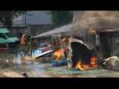 Firefighters tackle blaze in Paris suburb