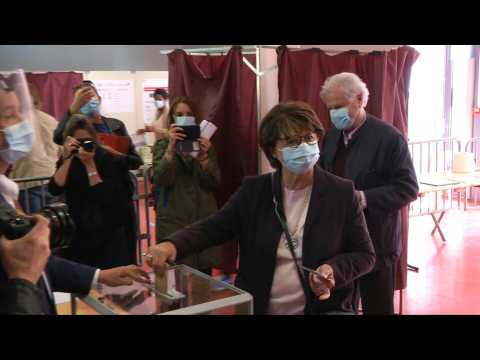 Lille's socialist mayor Martine Aubry votes in second round of elections