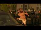 Police make arrests during a protest in Los Angeles