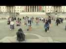 Black Lives Matter protesters take a knee on Trafalgar Square