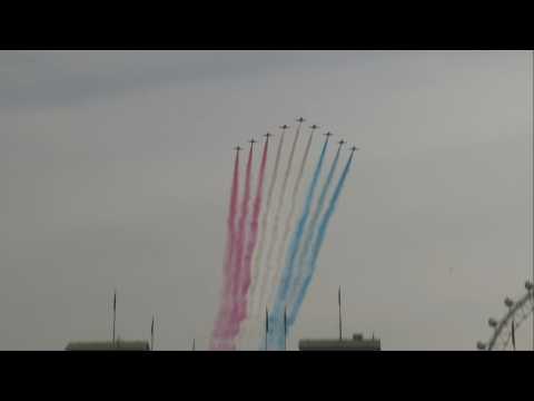Red Arrows flypast to mark VE Day in London
