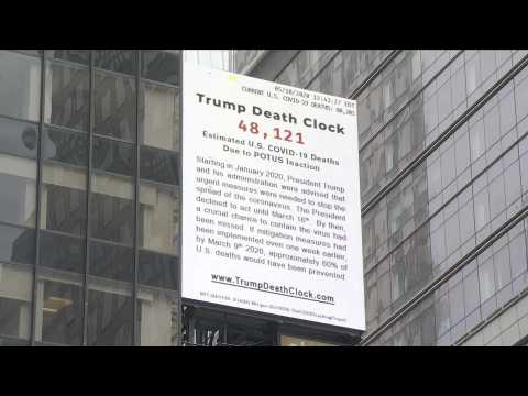 Times Square billboard tallies COVID-19 deaths 'due to POTUS inaction'