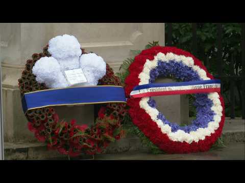 Prince Charles &amp; Macron lay wreaths marking 80th anniversary of call by France's Charles de Gaulle to resist Nazi Germany