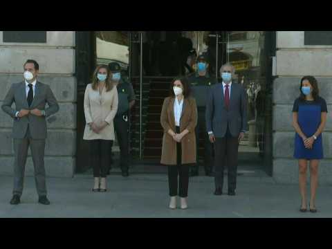 Spain's minute of silence for COVID-19 victims observed in Madrid