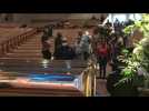 Mourners attend public viewing for Floyd in Houston church