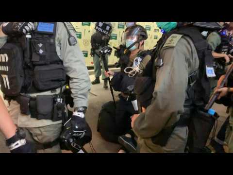 Woman arrested at Hong Kong rally
