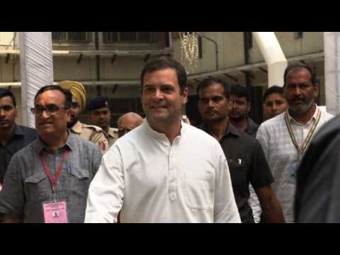 India's Congress party leader Gandhi votes in general election
