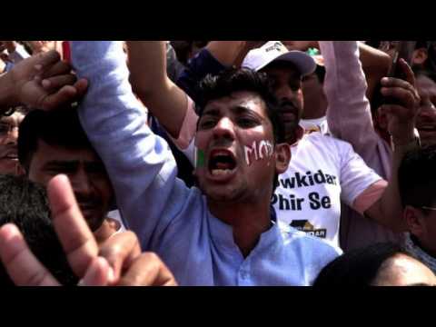BJP supporters celebrate in New Delhi