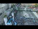 Face to face, pro-choice and anti-abortion activists gather outside Argentina's Senate before vote