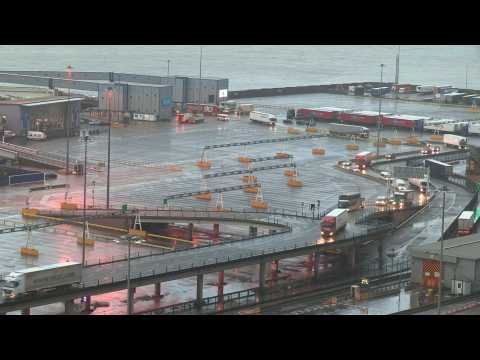 Scene at the port of Dover on first working day after Brexit