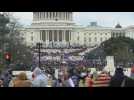 Pro-Trump supporters storm stairs of US Capitol