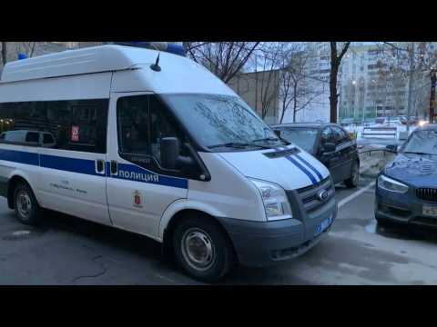 Russian police outside Kremlin-critic Navalny's Moscow apartment