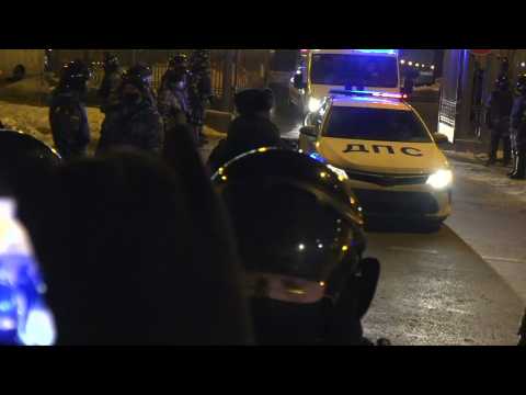 Police van with Kremlin critic Navalny leaves court