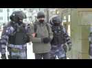 Protesters detained on Moscow's Boslhaya Sukharevskaya Square in rally called by jailed opposition leader Navalny