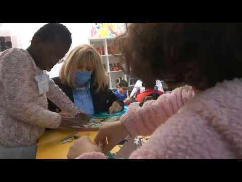 France's Brigitte Macron visits children in hospital