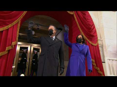 Vice President-elect Kamala Harris steps onto Capitol balcony