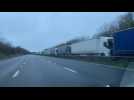 Scores of lorries parked on road to Dover as France closes UK border