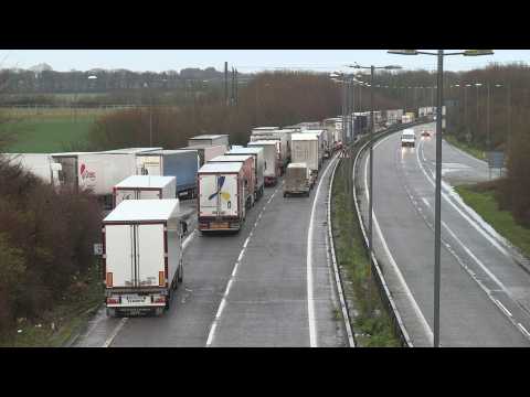 Scene from motorway leading to the Port of Dover after French borders reopen