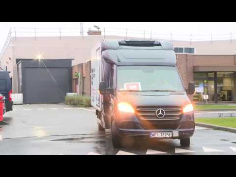 Covid-19 vaccines leave Pfizer factory to be distributed in Europe