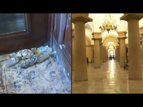 Images of Capitol Hill interior day after pro-Trump mob storms building