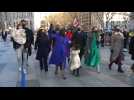 US Vice President Kamala Harris takes part in inauguration parade
