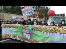 Protesters call for ban of redundancy plans during a rally in Paris