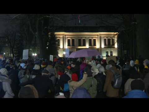 Protest in Warsaw against near-total ban on abortion