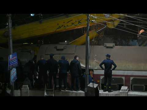 Images of the site of a deadly train crash in Egypt