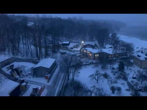 Stockholm blanketed in snow as heavy winds hit Sweden
