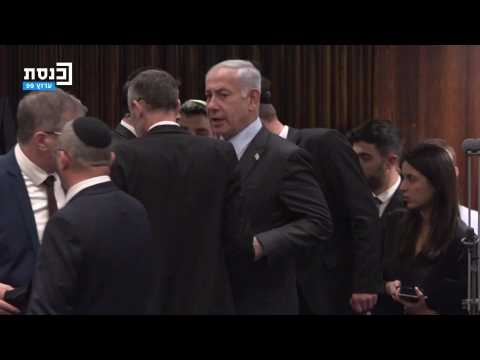 Embattled Israeli premier arrives for parliament budget vote
