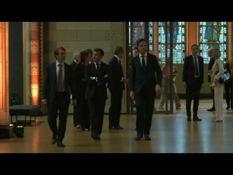 French president Emmanuel Macron visits Vermeer exhibition in Amsterdam