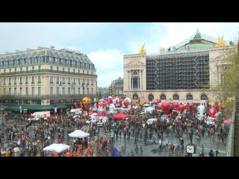 Pensions: demonstrators gather at Place de l'Opera in Paris
