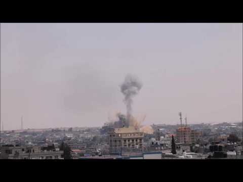 Smoke billows after Israeli strike on Khan Yunis, Rafah in Gaza