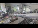 Israelis inspect destroyed apartment hit by deadly Gaza rocket