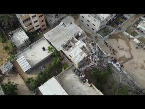 Aerial shots of damages to Gaza City houses after Israeli strikes