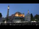 Erdogan's supporters pray outside Istanbul's iconic Hagia Sophia mosque