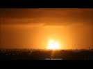 Images of rockets fired from Gaza into Israel and of airstrike before ceasefire