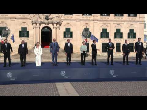 Family photo of EU leaders at Med9 summit on migration in Malta