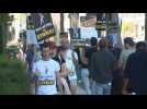 Hollywood actors and writers picket outside Netflix headquarters