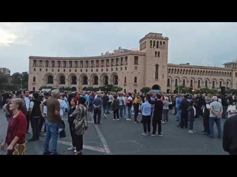 Armenians take part in anti-government protest in central Yerevan