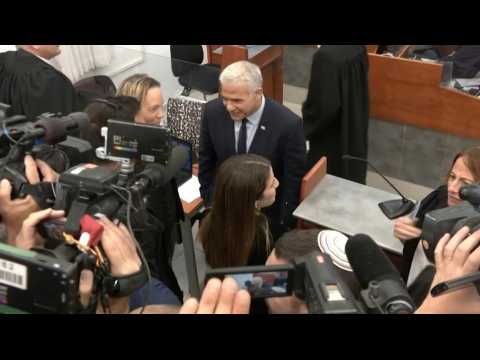 Former Israeli PM Yair Lapid arrives to testify at Netanyahu trial