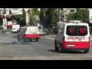 Ambulances at the site of deadly clashes during Israeli army raid on Jenin