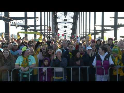 Fans walk across Sydney Harbour Bridge ahead of FIFA Women's World Cup