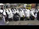 Muslim pilgrims arrive at camps in Mina during hajj