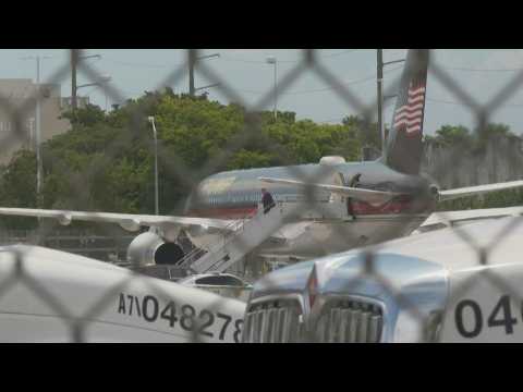 Donald Trump lands in Florida ahead of court appearance