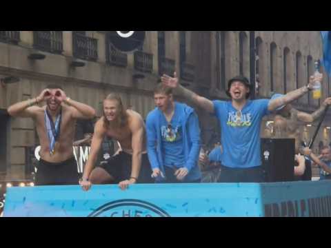 City parade through Manchester after winning treble