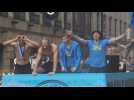 City parade through Manchester after winning treble