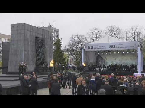 Crowds gather in the Polish capital to mark the 80th anniversary of the Warsaw Ghetto Uprising