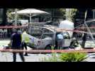 Israeli security services gather at the scene after Tel Aviv car ramming 'attack'
