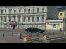US president Joe Biden's convoy arrives at the presidential palace in Helsinki